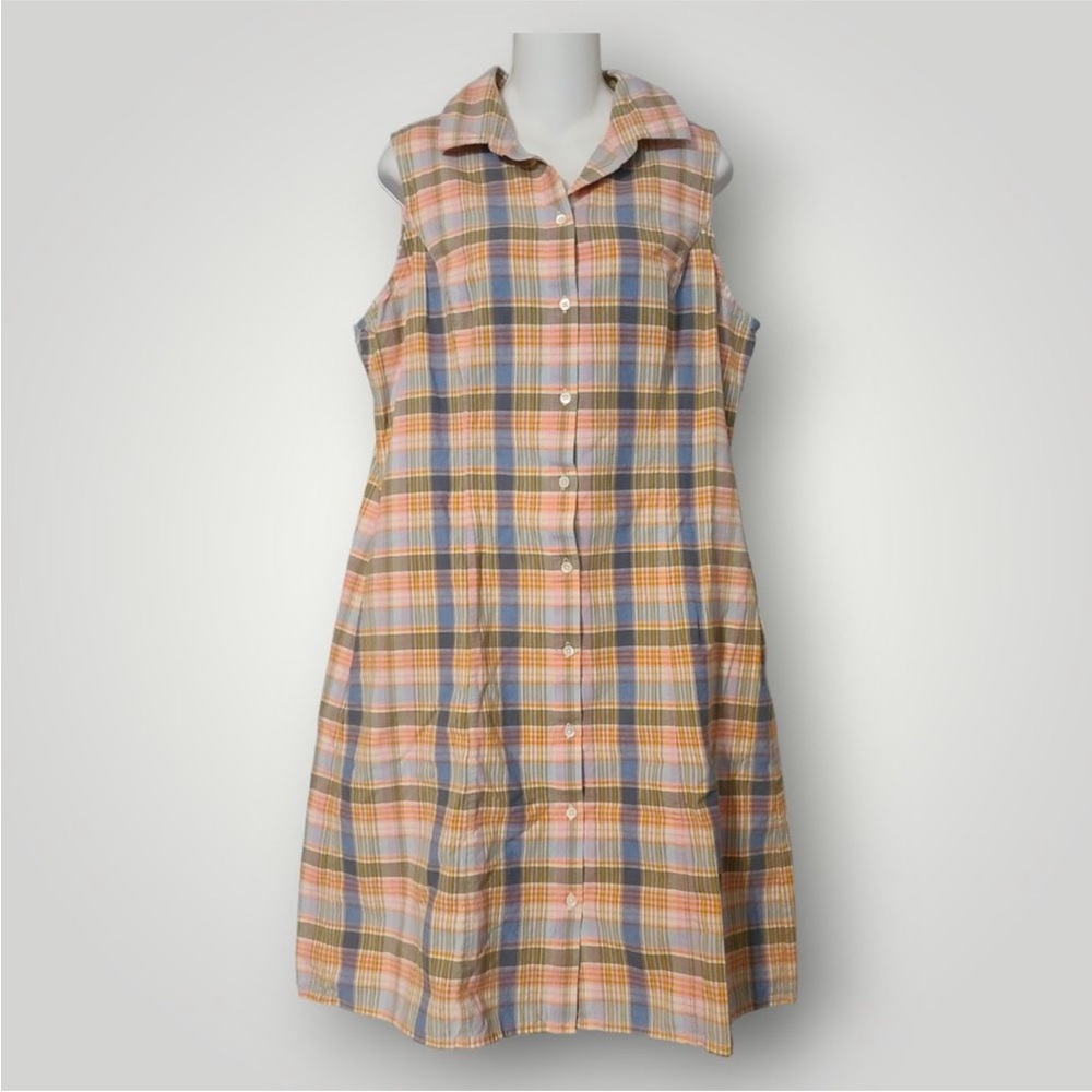 Land’s End Cotton Sleeveless Shirt Dress 14